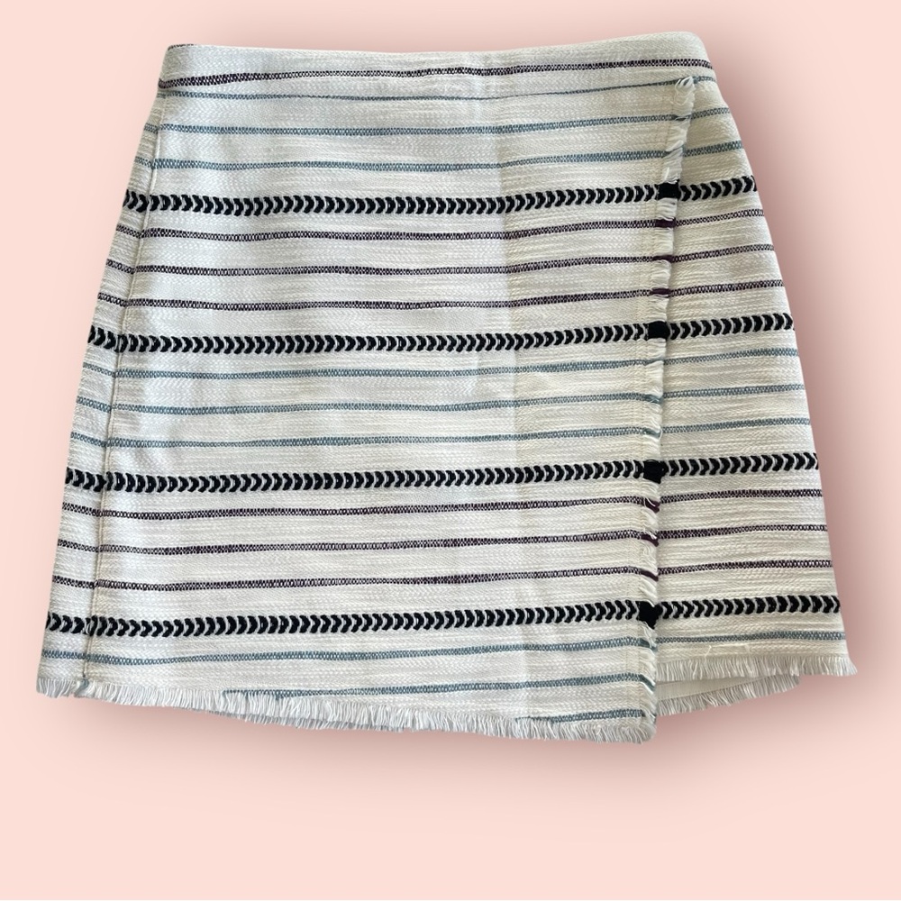 LOFT Black and White Striped A-Line‎ Skirt